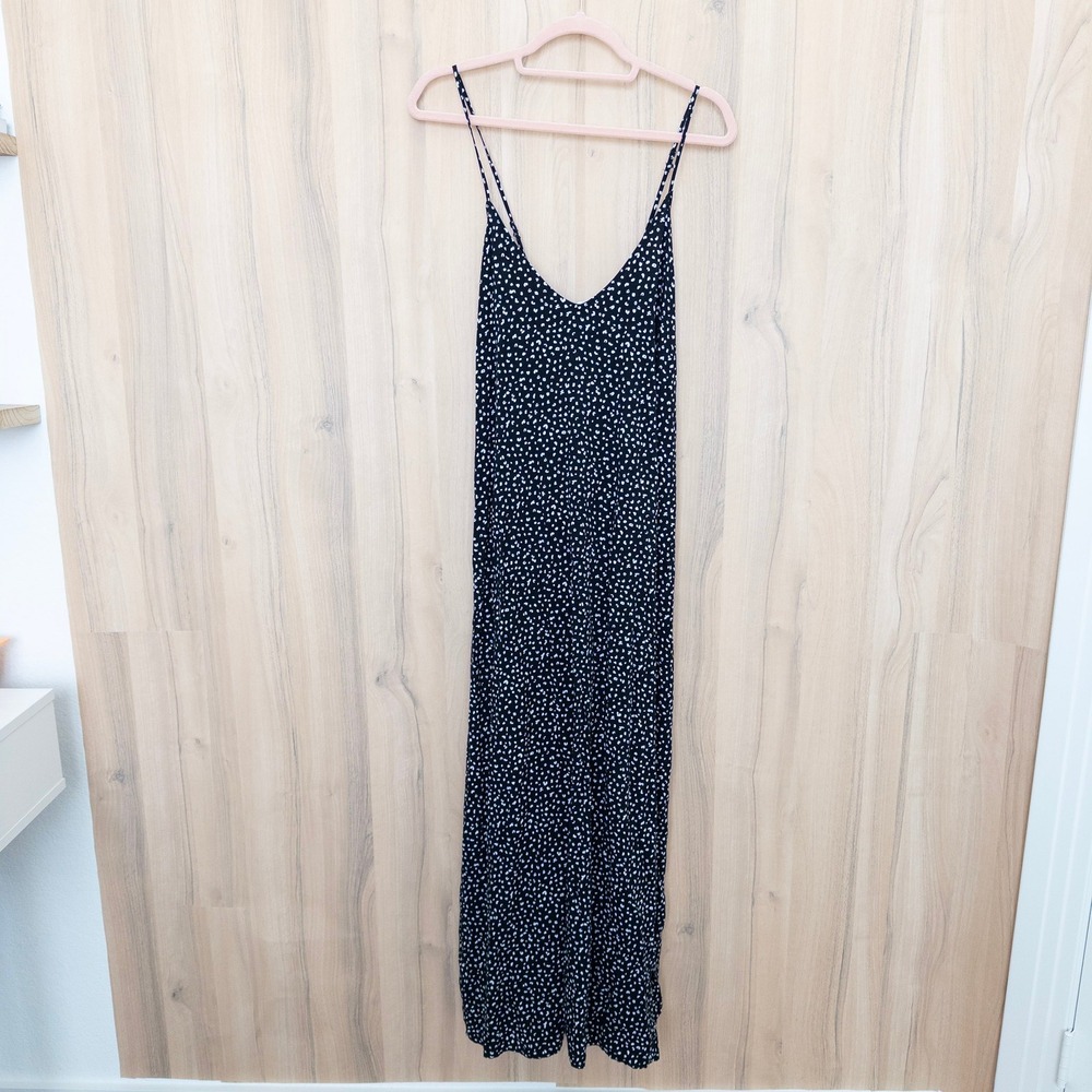 Old Navy Polka Dot Maxi Dress XXL Black White Cami Straps Boho Retro Lightweight